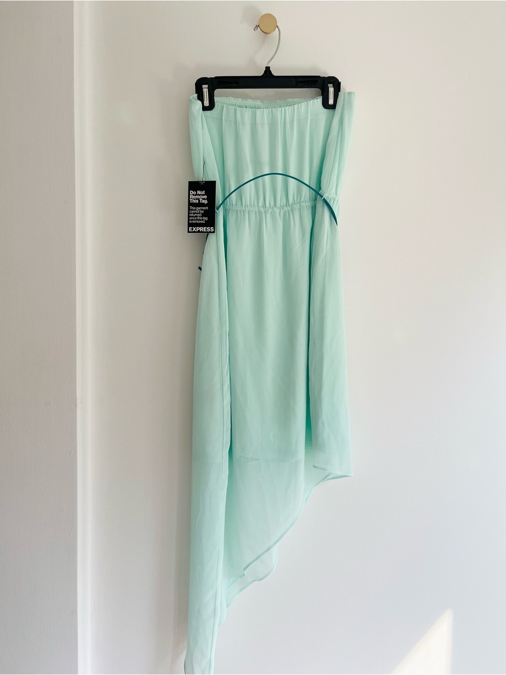 Express Mint Strapless Chiffon Dress with Belt Accent | Women’s XS - Picture 9 of 16